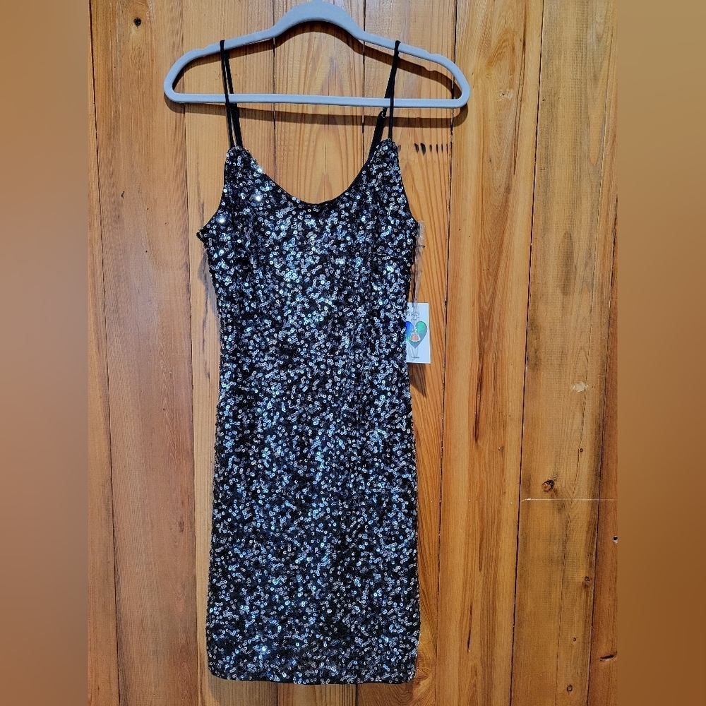 Iris Sparkling Blue Sequin Mini Dress - Picture 3 of 12